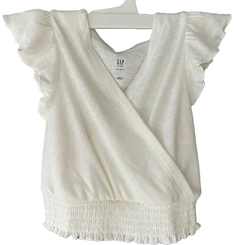 NWT GAP Kids White Ruffle Sleeve Top